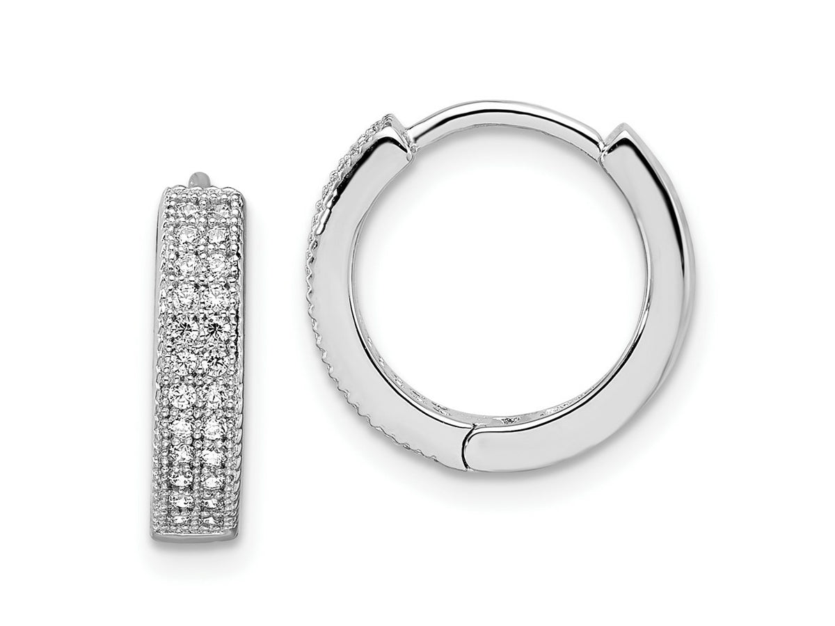 FJC Finejewelers 925 Sterling Silver Brilliant Embers Rhodium Plated CZ Hinged Hoop Earrings 10 x 3 mm