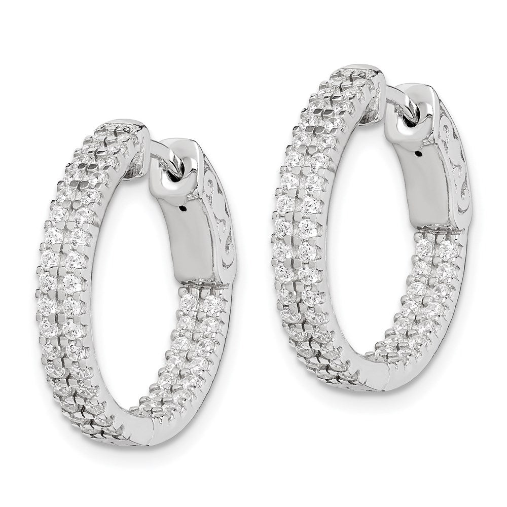 FJC Finejewelers 925 Sterling Silver Rhodium Plated Pavé CZ In and Out Hoop Earrings 19 x 19 mm