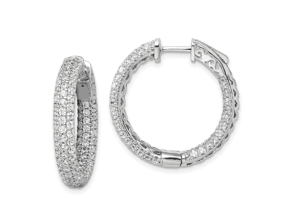 FJC Finejewelers 925 Sterling Silver Rhodium Plated Pavé CZ In and Out Hoop Earrings 25 x 24 mm