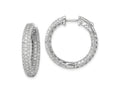 FJC Finejewelers 925 Sterling Silver Rhodium Plated Pavé CZ In and Out Hoop Earrings 25 x 24 mm