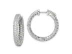 FJC Finejewelers 925 Sterling Silver Rhodium Plated Pavé CZ In and Out Hoop Earrings 25 x 24 mm