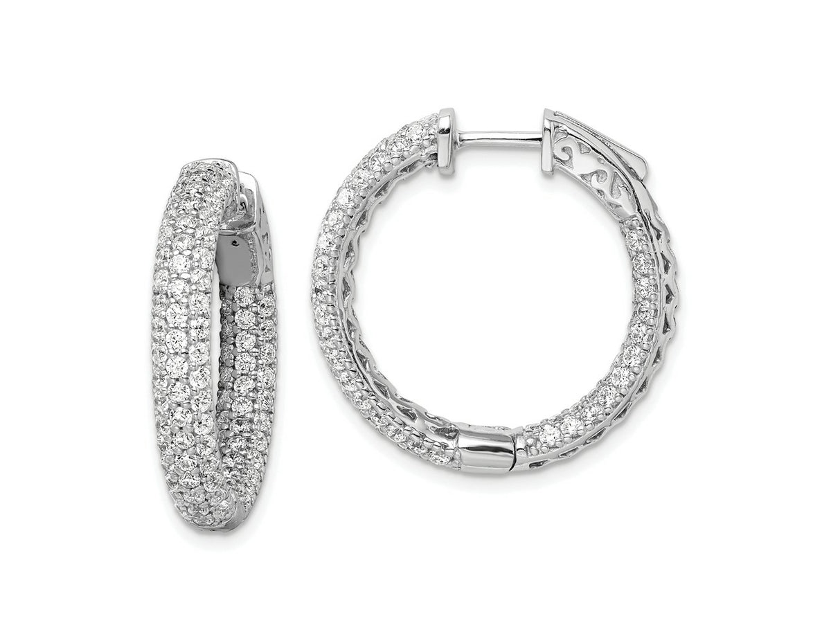 FJC Finejewelers 925 Sterling Silver Rhodium Plated Pavé CZ In and Out Hoop Earrings 25 x 24 mm