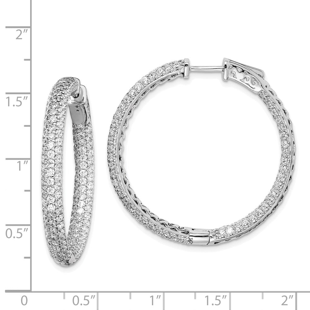 FJC Finejewelers 925 Sterling Silver Rhodium Plated Pavé CZ In and Out Hoop Earrings 36 x 36 mm