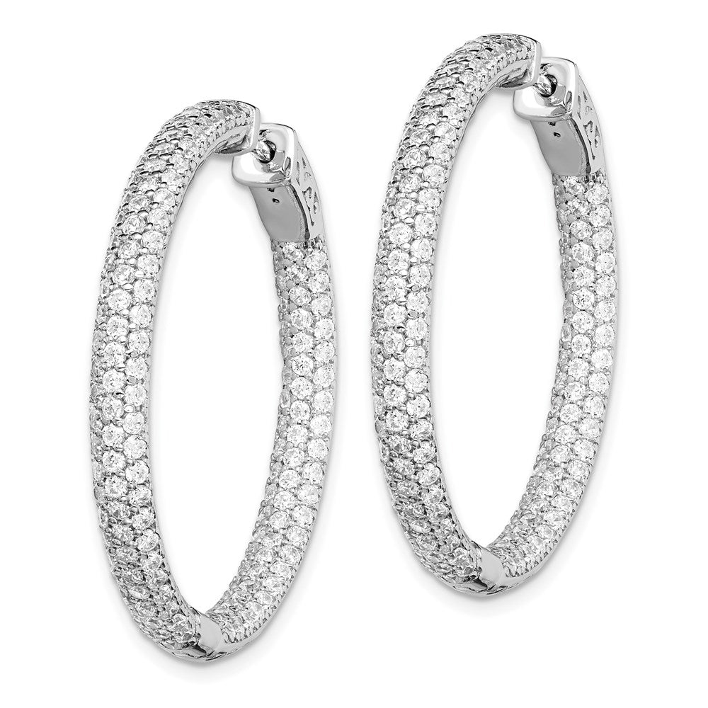 FJC Finejewelers 925 Sterling Silver Rhodium Plated Pavé CZ In and Out Hoop Earrings 36 x 36 mm