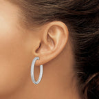 FJC Finejewelers 925 Sterling Silver Rhodium Plated Pavé CZ In and Out Hoop Earrings 36 x 36 mm