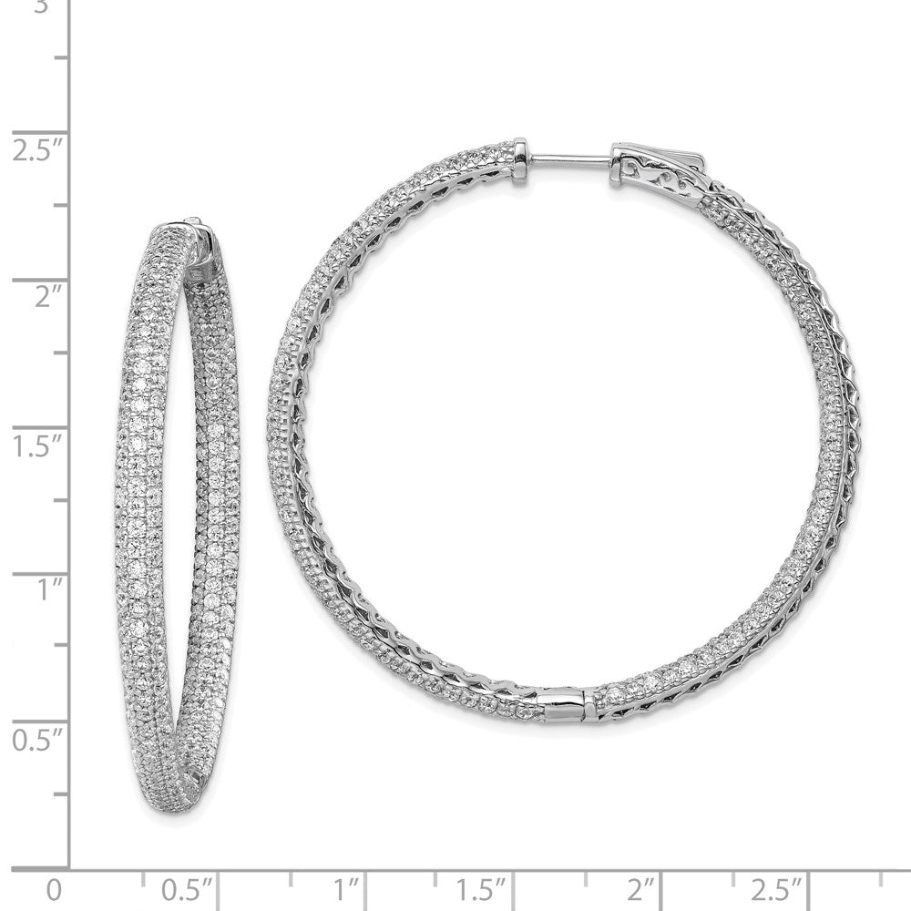 FJC Finejewelers 925 Sterling Silver Rhodium Plated Pavé CZ In and Out Hoop Earrings 50 x 50 mm