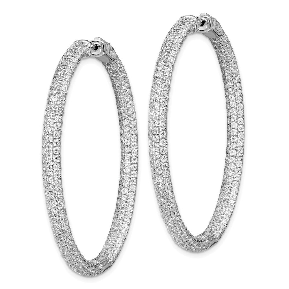 FJC Finejewelers 925 Sterling Silver Rhodium Plated Pavé CZ In and Out Hoop Earrings 50 x 50 mm