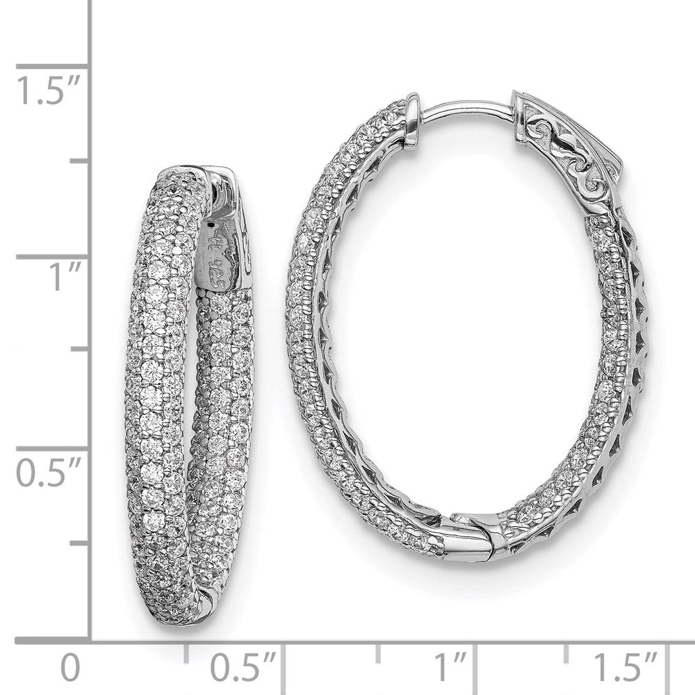 FJC Finejewelers 925 Sterling Silver Rhodium Plated Pavé CZ In and Out Hoop Earrings 31 x 24 mm