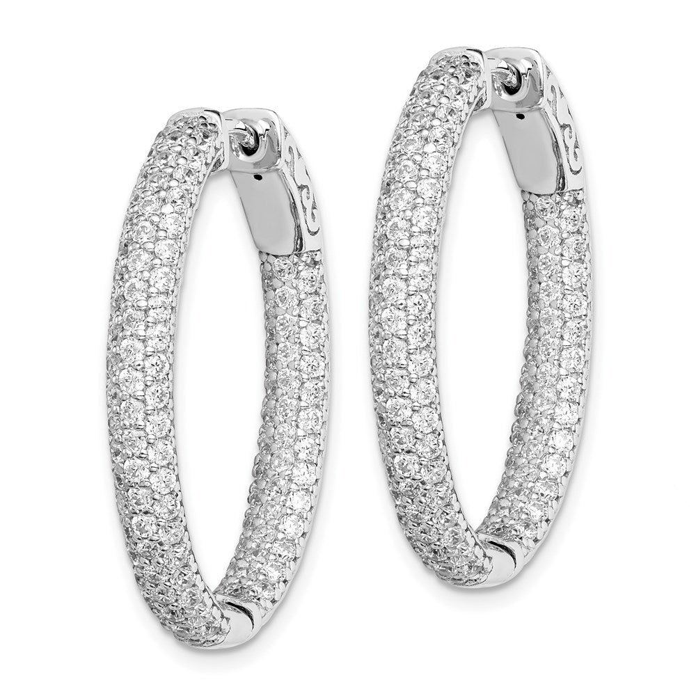 FJC Finejewelers 925 Sterling Silver Rhodium Plated Pavé CZ In and Out Hoop Earrings 31 x 24 mm