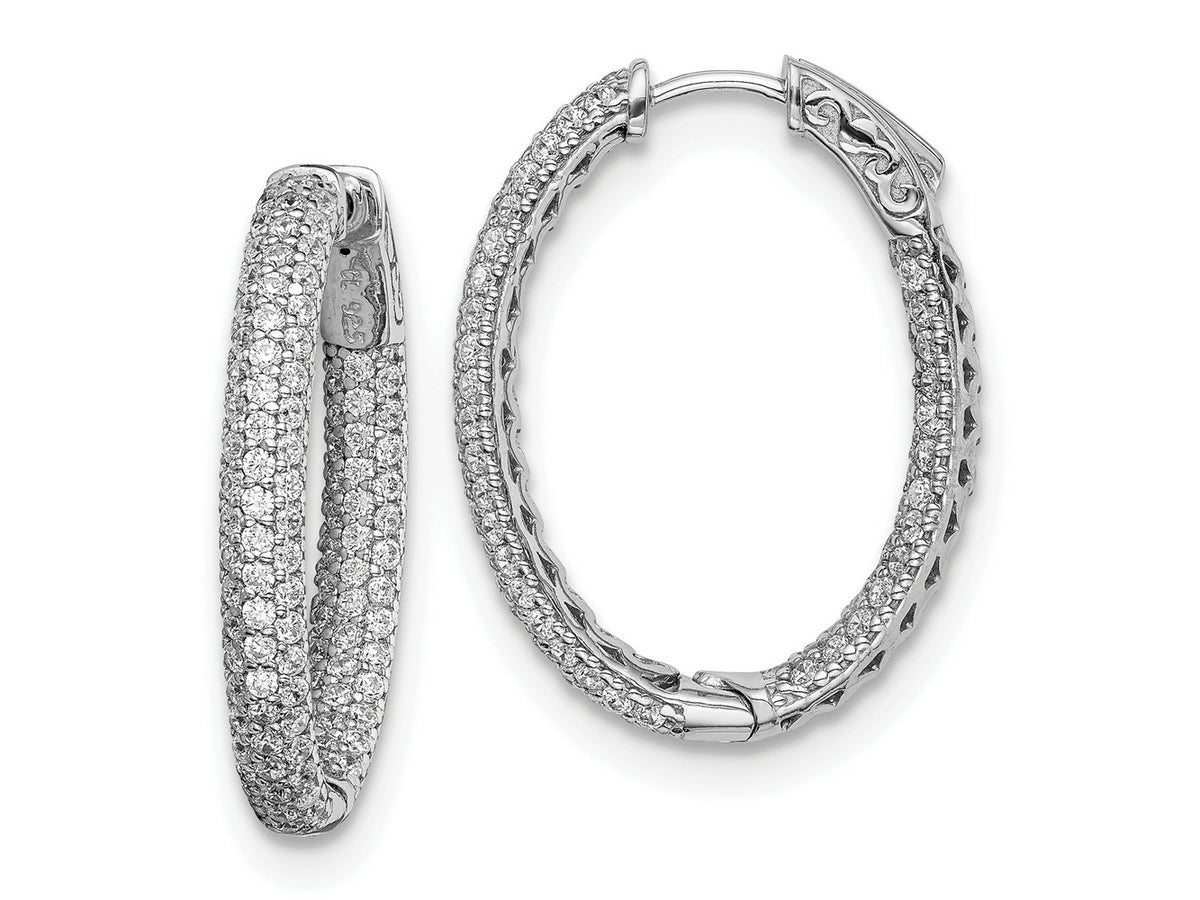 FJC Finejewelers 925 Sterling Silver Rhodium Plated Pavé CZ In and Out Hoop Earrings 31 x 24 mm