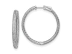 FJC Finejewelers 925 Sterling Silver Rhodium Plated CZ In and Out Hinged Hoop Earrings 37 x 36 mm