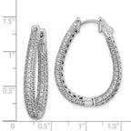 FJC Finejewelers 925 Sterling Silver Rhodium Plated CZ Teardrop Hinged Hoop Earrings 33 x 25 mm