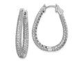 FJC Finejewelers 925 Sterling Silver Rhodium Plated CZ Teardrop Hinged Hoop Earrings 33 x 25 mm
