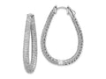 FJC Finejewelers 925 Sterling Silver Rhodium Plated CZ Teardrop Hinged Hoop Earrings 41 x 29 mm