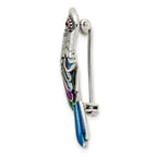 FJC Finejewelers 925 Sterling Silver Antiqued Enameled Marcasite and Garnet Bird Pin 19 x 34 mm