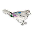 FJC Finejewelers 925 Sterling Silver Antiqued Enameled Marcasite and Garnet Bird Pin 19 x 34 mm