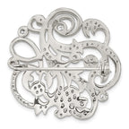 FJC Finejewelers 925 Sterling Silver Polished CZ Filigree Floral Vintage Style Pin Brooch 36 x 36 mm