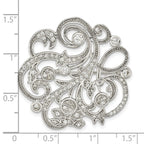 FJC Finejewelers 925 Sterling Silver Polished CZ Filigree Floral Vintage Style Pin Brooch 36 x 36 mm