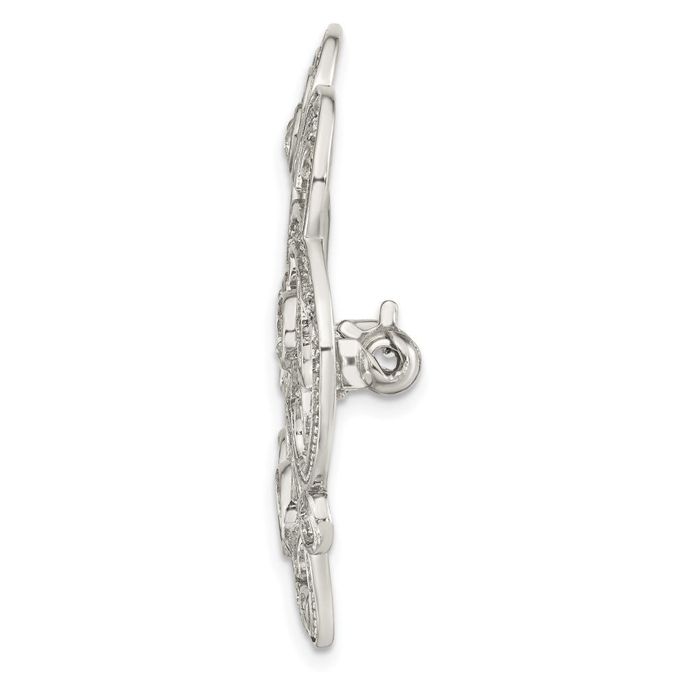 FJC Finejewelers 925 Sterling Silver Polished CZ Filigree Floral Vintage Style Pin Brooch 36 x 36 mm