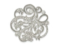 FJC Finejewelers 925 Sterling Silver Polished CZ Filigree Floral Vintage Style Pin Brooch 36 x 36 mm