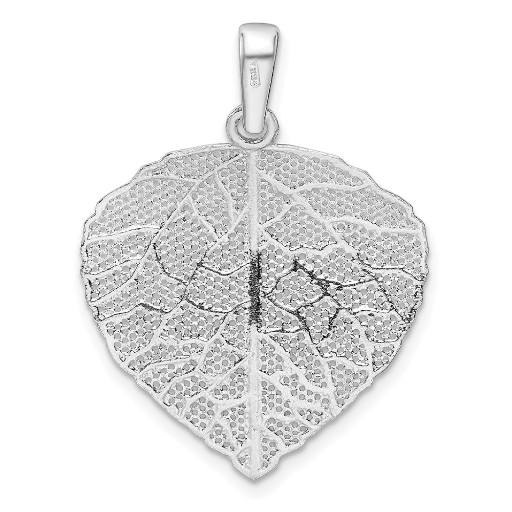 FJC Finejewelers 925 Sterling Silver Rhodium Plated Polished and Bright Cut Small Leaf Charm 30 x 27 mm
