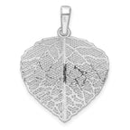 FJC Finejewelers 925 Sterling Silver Rhodium Plated Polished and Bright Cut Small Leaf Charm 30 x 27 mm
