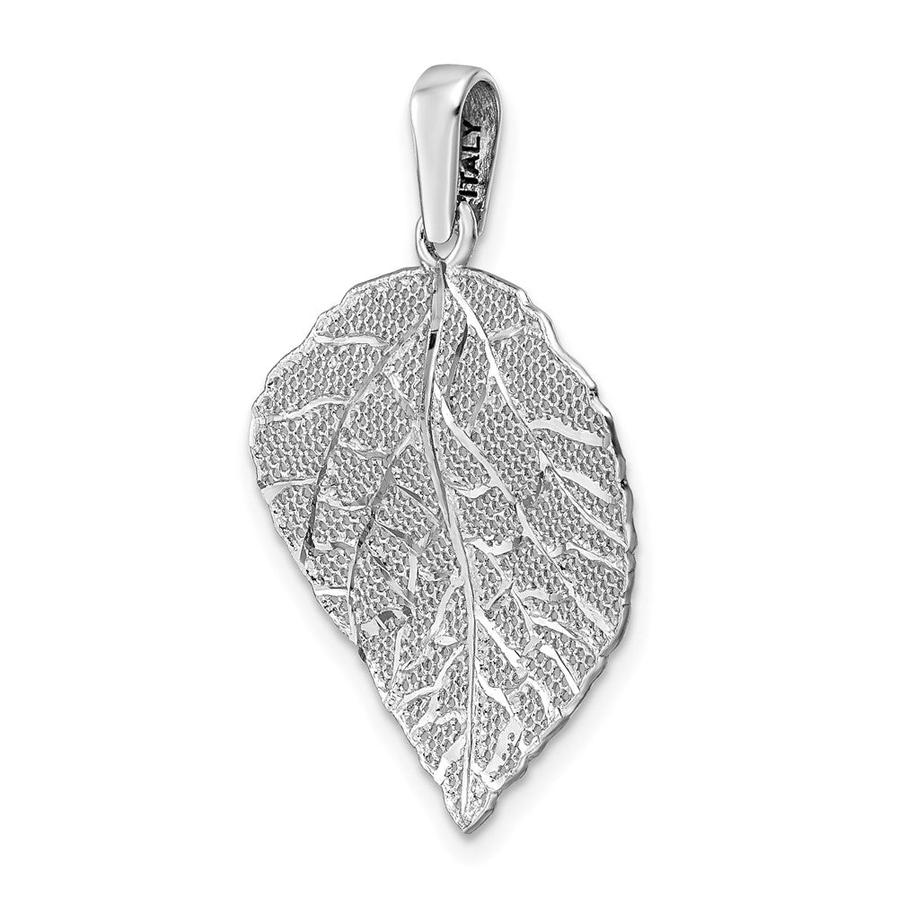 FJC Finejewelers 925 Sterling Silver Rhodium Plated Polished and Bright Cut Small Leaf Charm 30 x 27 mm