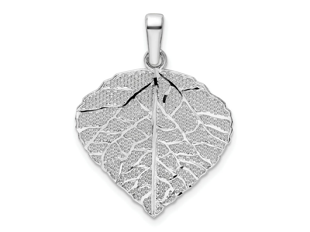 FJC Finejewelers 925 Sterling Silver Rhodium Plated Polished and Bright Cut Small Leaf Charm 30 x 27 mm