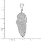 FJC Finejewelers 925 Sterling Silver Rhodium Plated Polished and Bright Cut Leaf Charm 38 x 14 mm