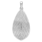 FJC Finejewelers 925 Sterling Silver Rhodium Plated Polished and Bright Cut Leaf Charm 38 x 19 mm