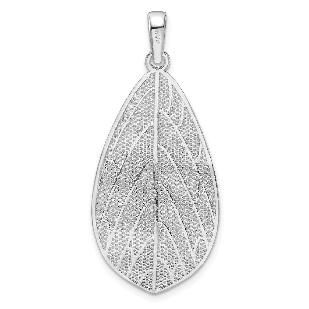 FJC Finejewelers 925 Sterling Silver Rhodium Plated Polished and Bright Cut Leaf Charm 38 x 19 mm