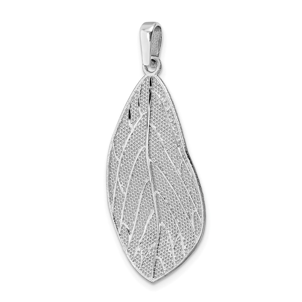 FJC Finejewelers 925 Sterling Silver Rhodium Plated Polished and Bright Cut Leaf Charm 38 x 19 mm