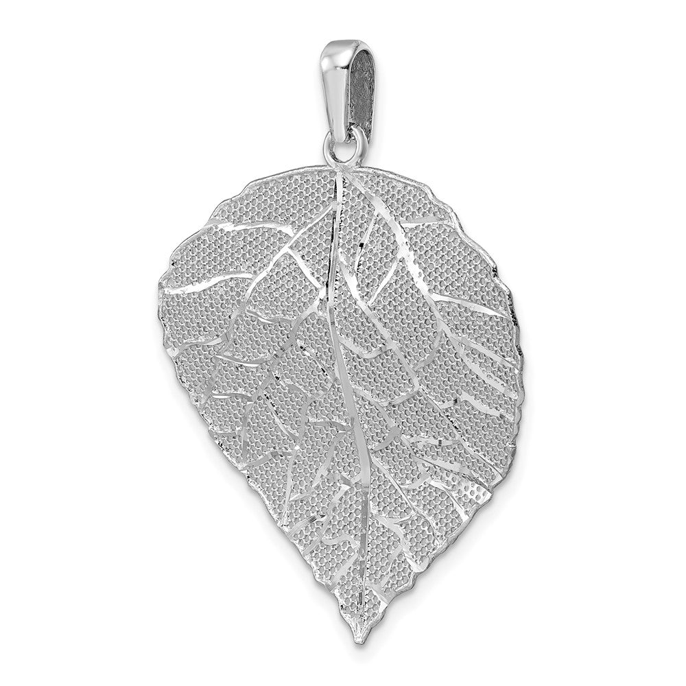 FJC Finejewelers 925 Sterling Silver Rhodium Plated Polished and Bright Cut Lrg Leaf Charm 39 x 32 mm