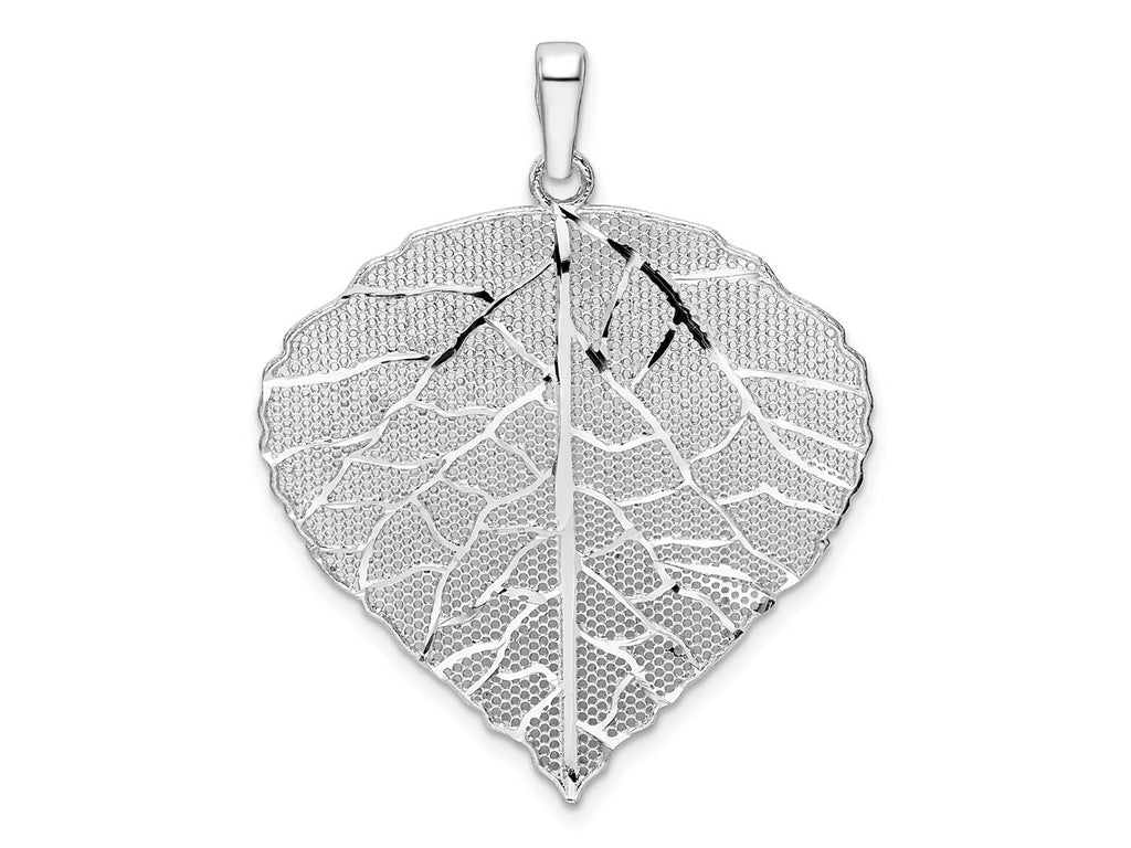 FJC Finejewelers 925 Sterling Silver Rhodium Plated Polished and Bright Cut Lrg Leaf Charm 39 x 32 mm