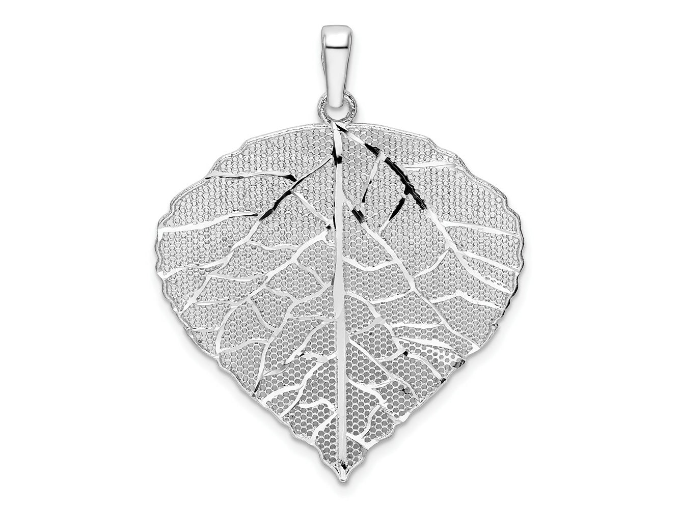 FJC Finejewelers 925 Sterling Silver Rhodium Plated Polished and Bright Cut Lrg Leaf Charm 39 x 32 mm