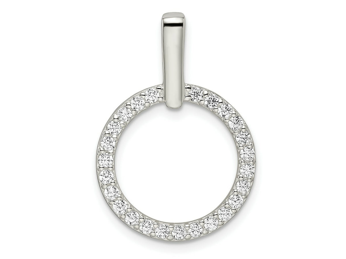 FJC Finejewelers 925 Sterling Silver Fashion Polished CZ Circle Charm 27 x 19 mm