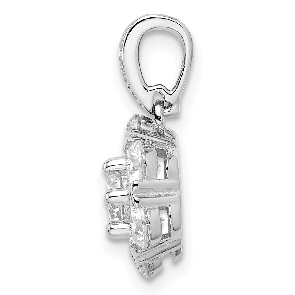 FJC Finejewelers 925 Sterling Silver Polished Rhodium Plated CZ Flower Charm 19 x 11 mm