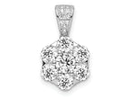 FJC Finejewelers 925 Sterling Silver Polished Rhodium Plated CZ Flower Charm 19 x 11 mm