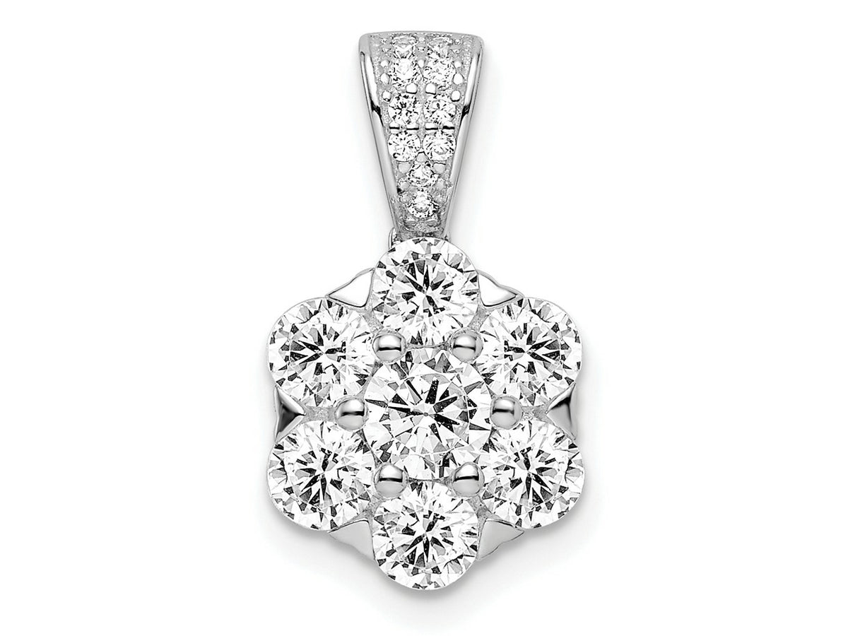 FJC Finejewelers 925 Sterling Silver Polished Rhodium Plated CZ Flower Charm 19 x 11 mm