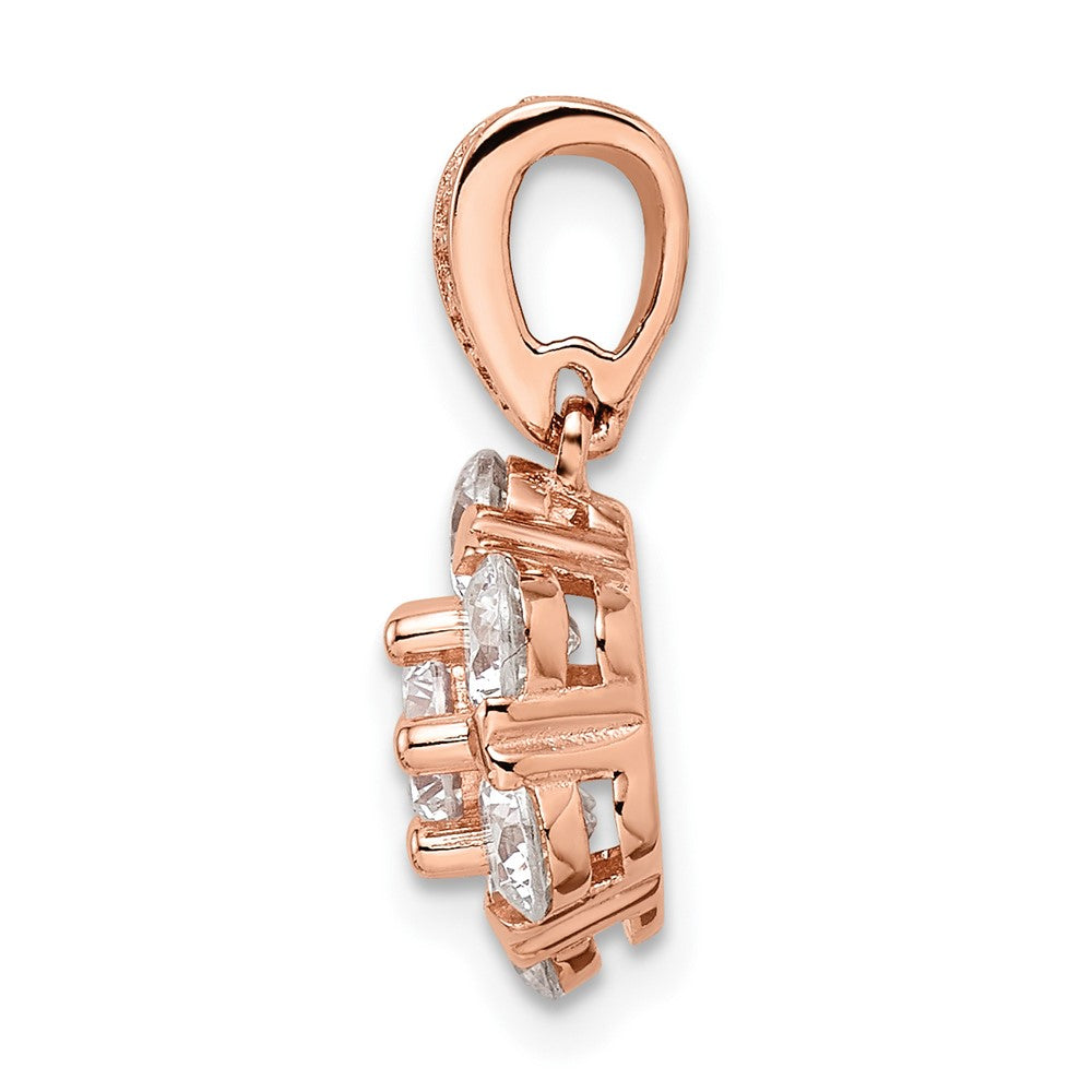 FJC Finejewelers 925 Sterling Silver Polished Rose-tone CZ Flower Charm 19 x 11 mm