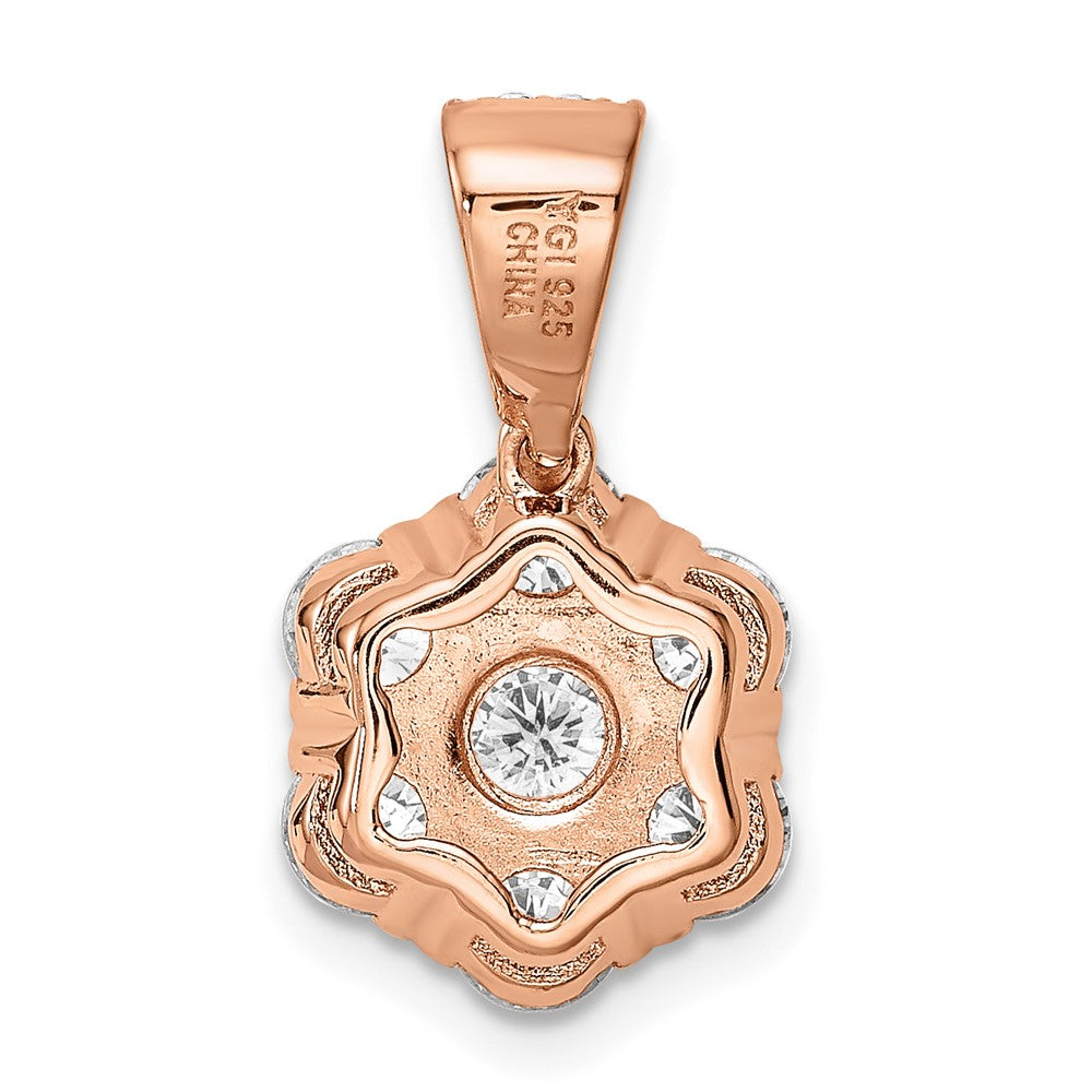 FJC Finejewelers 925 Sterling Silver Polished Rose-tone CZ Flower Charm 19 x 11 mm