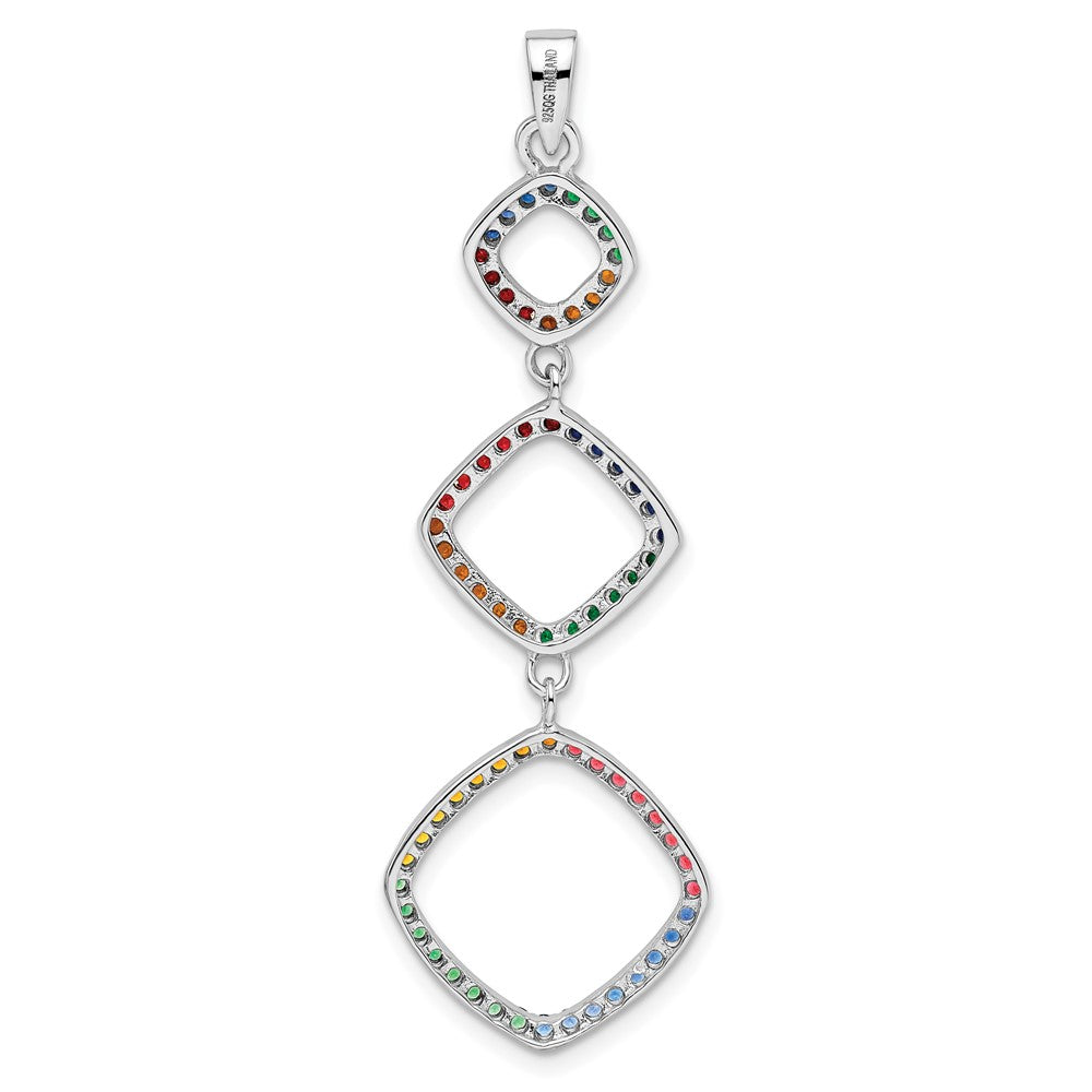 FJC Finejewelers 925 Sterling Silver Fashion Rhodium Plated Multi-color Nano Crystal Charm 50 x 16 mm