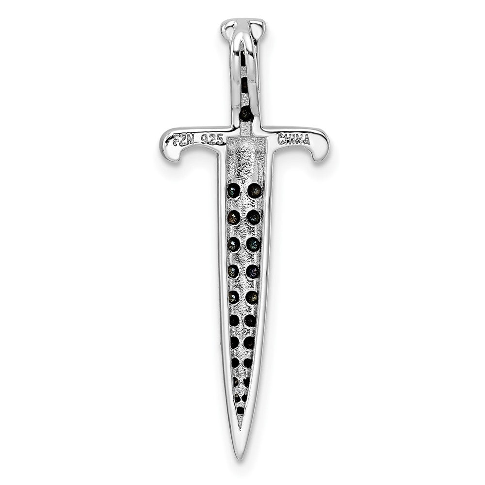 FJC Finejewelers 925 Sterling Silver Black/White Rhodium Plated Black CZ Sword Charm 31 x 12 mm
