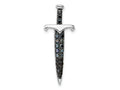 FJC Finejewelers 925 Sterling Silver Black/White Rhodium Plated Black CZ Sword Charm 31 x 12 mm