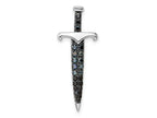 FJC Finejewelers 925 Sterling Silver Black/White Rhodium Plated Black CZ Sword Charm 31 x 12 mm