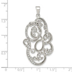 FJC Finejewelers 925 Sterling Silver Polished CZ Floral Charm 47 x 25 mm