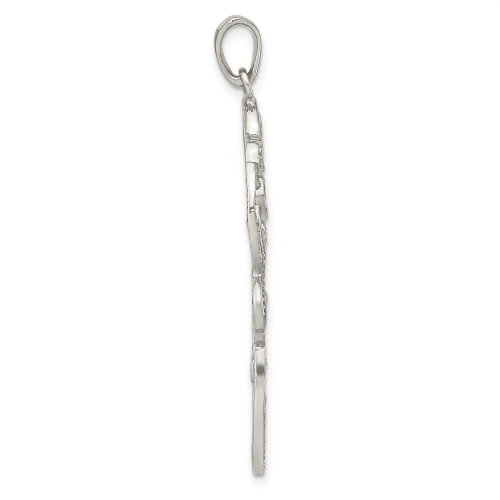 FJC Finejewelers 925 Sterling Silver Polished CZ Floral Charm 47 x 25 mm