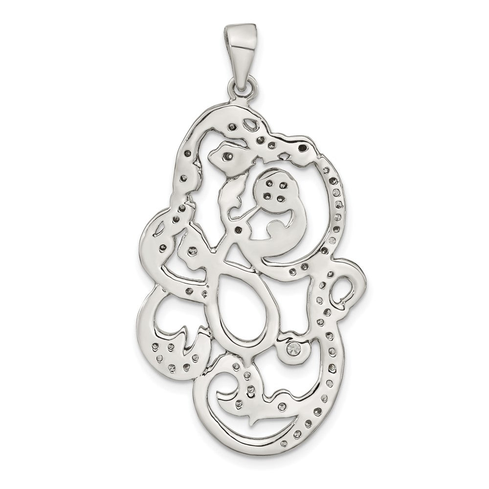 FJC Finejewelers 925 Sterling Silver Polished CZ Floral Charm 47 x 25 mm