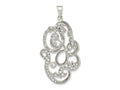 FJC Finejewelers 925 Sterling Silver Polished CZ Floral Charm 47 x 25 mm