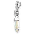 FJC Finejewelers 925 Sterling Silver Stone  Polished CZ and Synthetic Opal Charm 18 x 7 mm